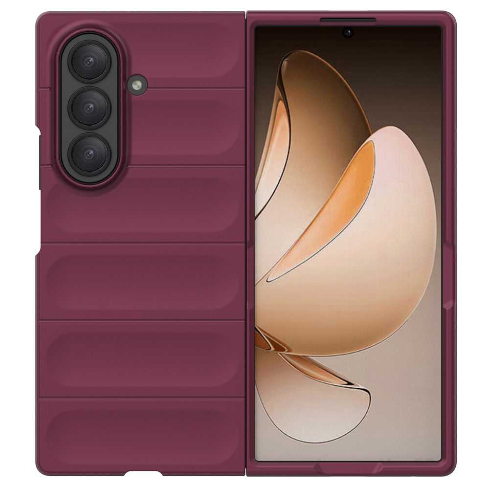For Samsung Galaxy Z Fold7 5G Case Anti-Drop Soft TPU Rugged Phone Back Cover - Wine Red