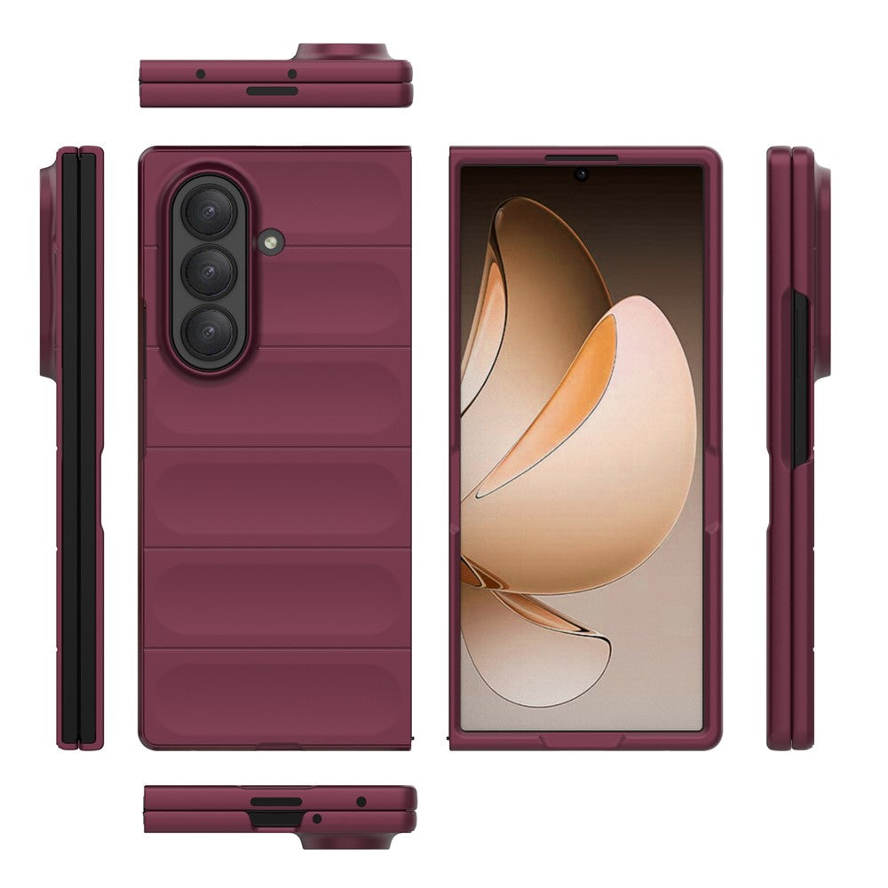 For Samsung Galaxy Z Fold7 5G Case Anti-Drop Soft TPU Rugged Phone Back Cover - Wine Red