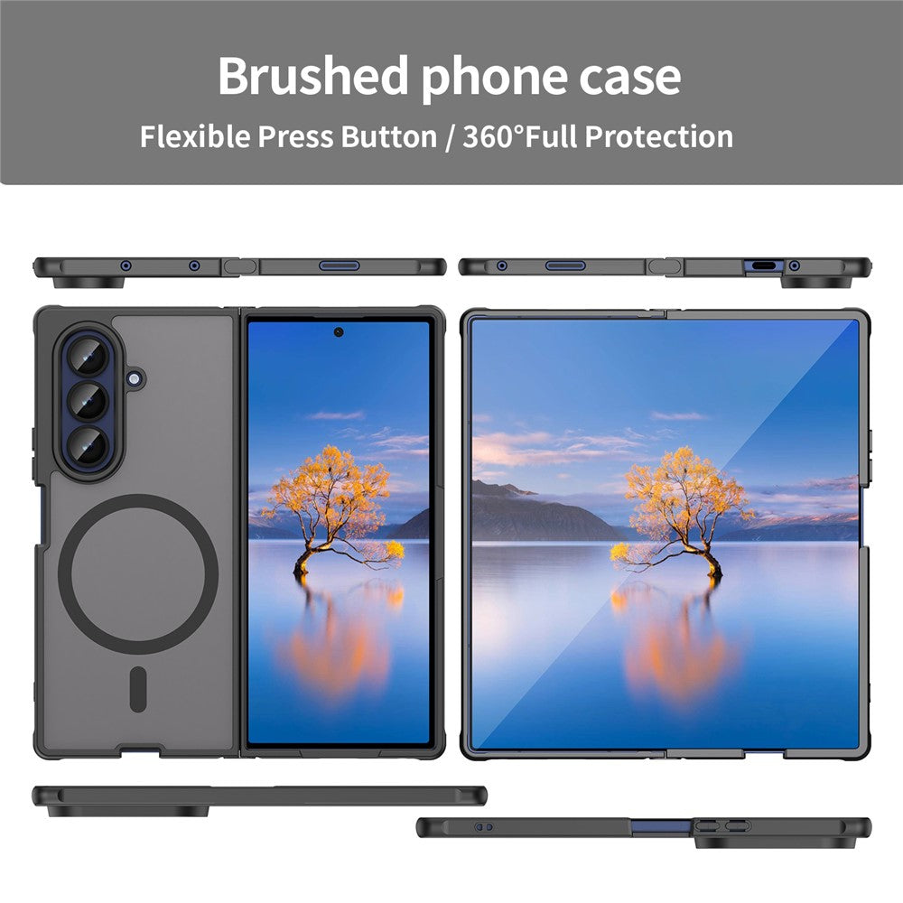 For Samsung Galaxy Z Fold7 5G Case Compatible with MagSafe Anti Drop PC + TPU Phone Cover - Black