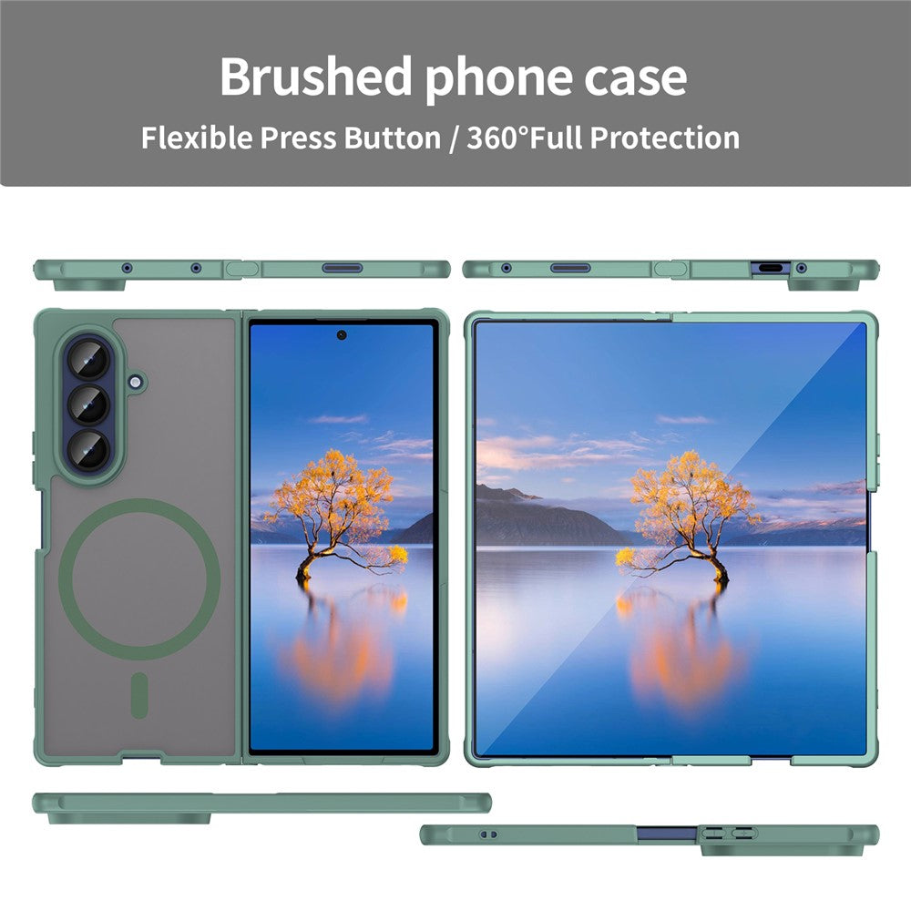 For Samsung Galaxy Z Fold7 5G Case Compatible with MagSafe Anti Drop PC + TPU Phone Cover - Green