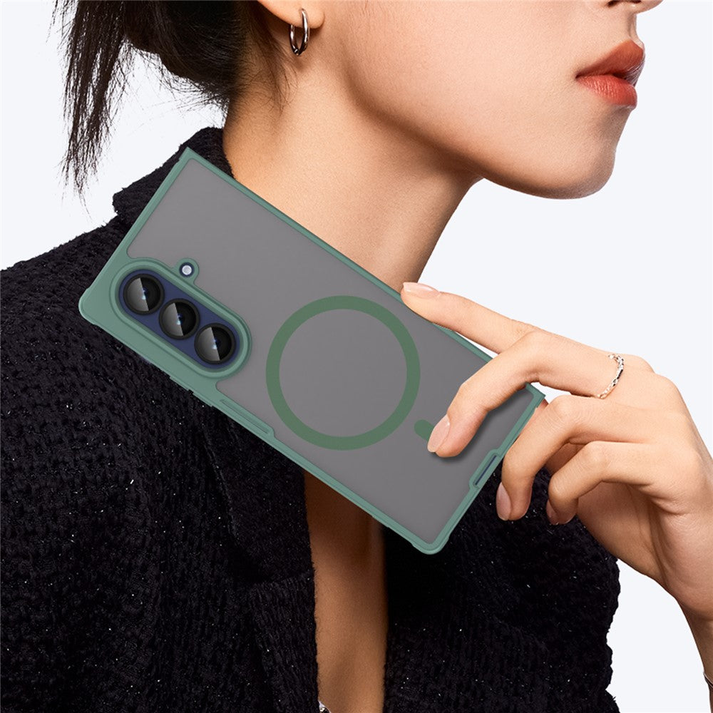 For Samsung Galaxy Z Fold7 5G Case Compatible with MagSafe Anti Drop PC + TPU Phone Cover - Green