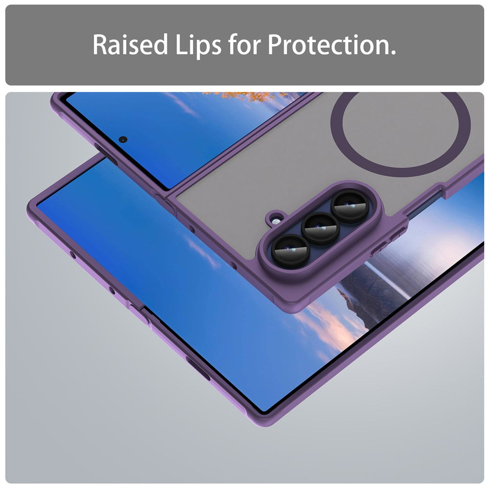 For Samsung Galaxy Z Fold7 5G Case Compatible with MagSafe Anti Drop PC + TPU Phone Cover - Purple