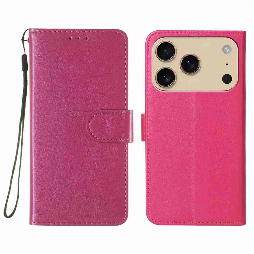 For iPhone 17 Pro Max Case PU Leather Flip Phone Cover Wallet Card Slot Holder - Rose