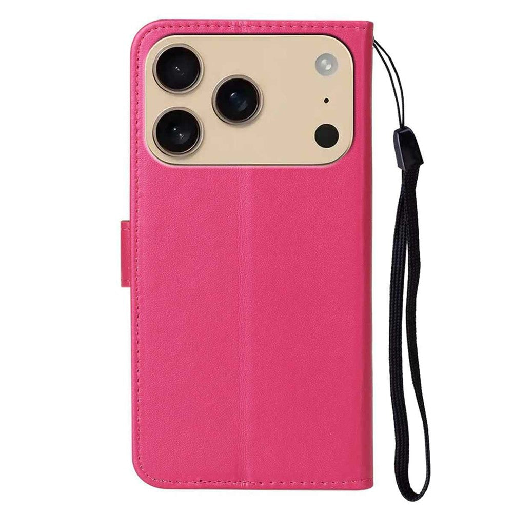 For iPhone 17 Pro Max Case PU Leather Flip Phone Cover Wallet Card Slot Holder - Rose