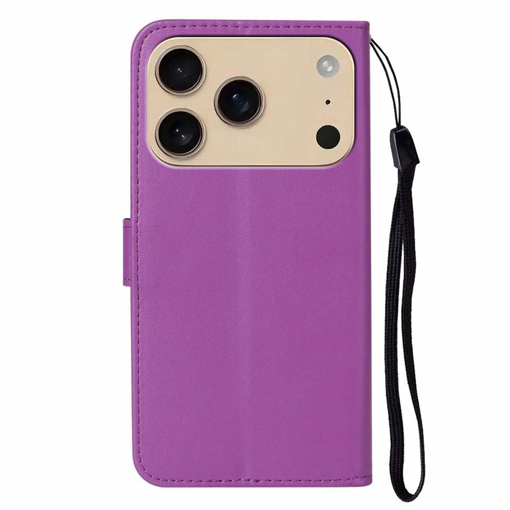 For iPhone 17 Pro Max Case PU Leather Flip Phone Cover Wallet Card Slot Holder - Purple