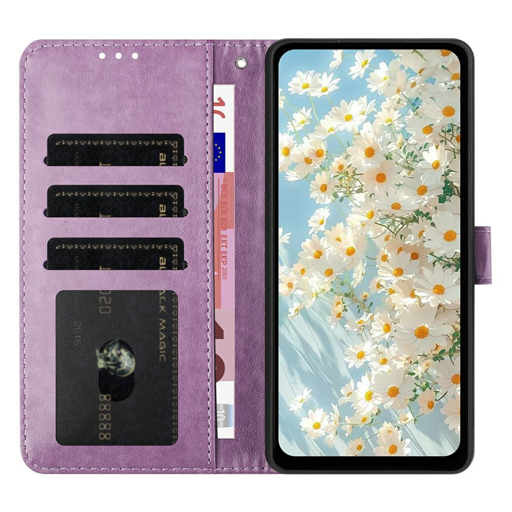 For iPhone 17 Pro Max Leather Case Daisy Imprint Wallet Stand Phone Protective Cover - Light Purple
