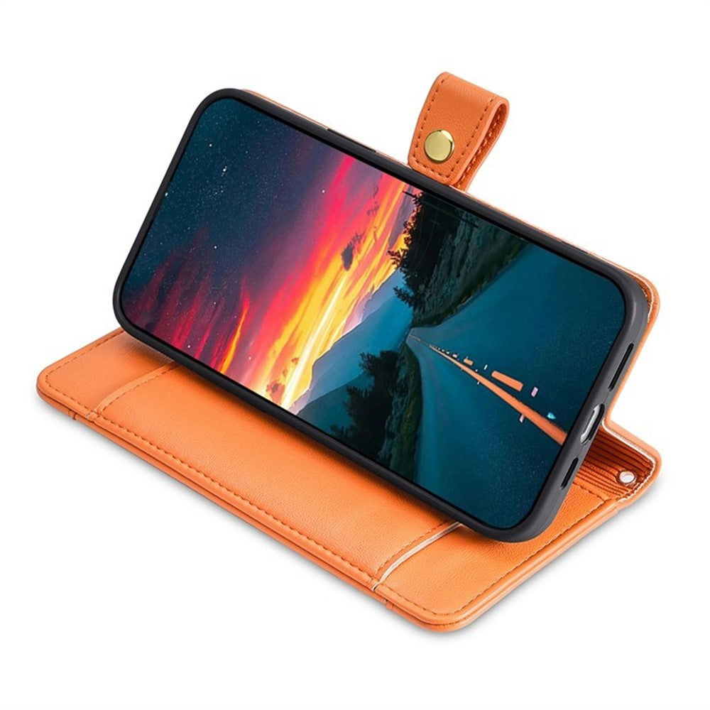 For Samsung Galaxy F06 5G Leather Case Zipper Pocket Wallet Phone Cover with 2 Straps - Orange