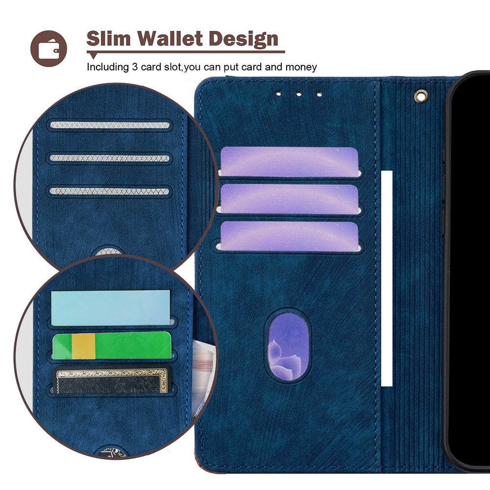 For Samsung Galaxy F06 5G Case RFID Blocking Color Splicing PU Leather Wallet Phone Cover - Blue