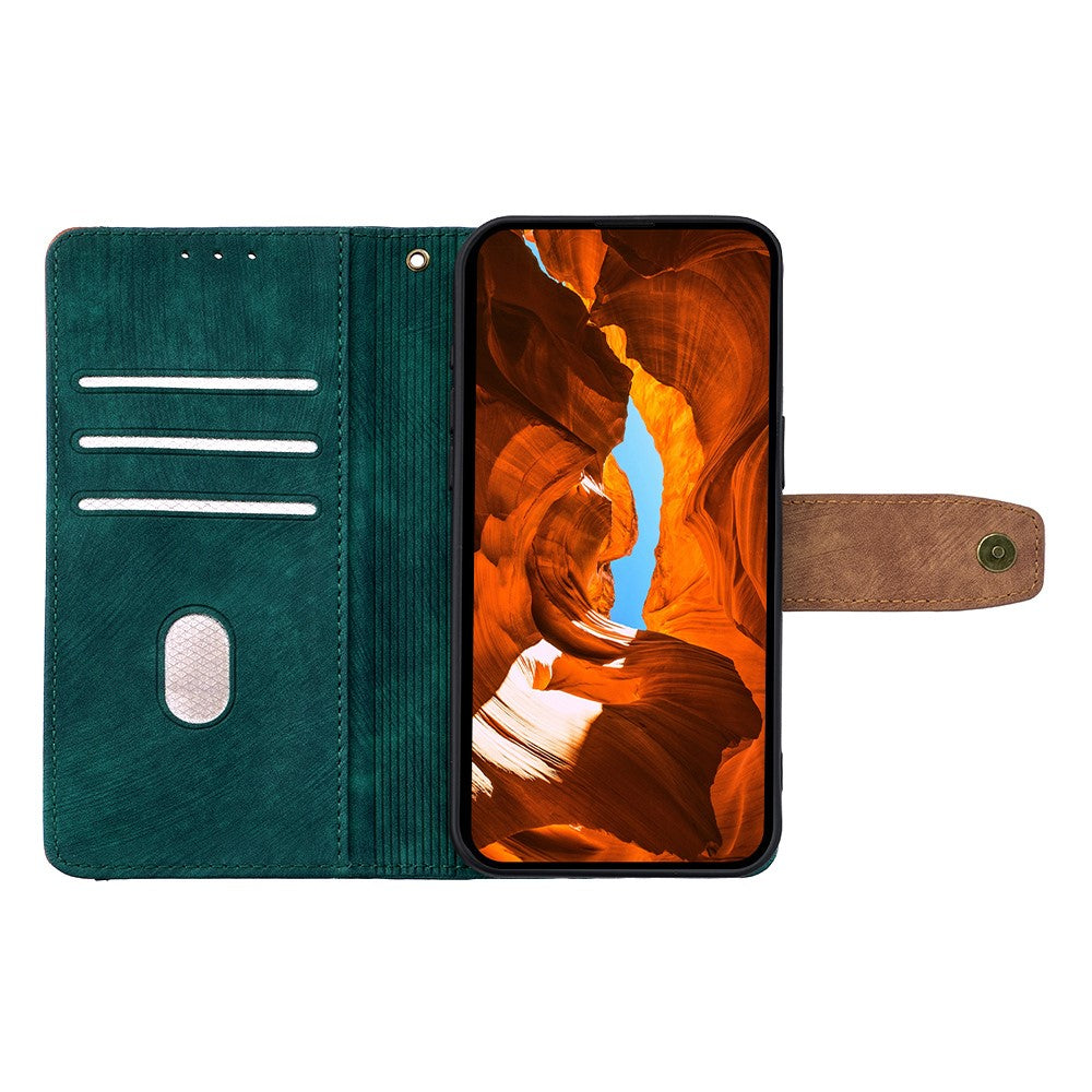 For Samsung Galaxy F06 5G Case RFID Blocking Color Splicing PU Leather Wallet Phone Cover - Green