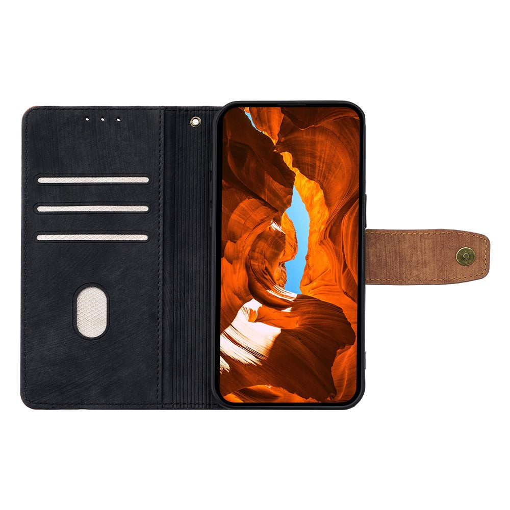 For Samsung Galaxy F06 5G Case RFID Blocking Color Splicing PU Leather Wallet Phone Cover - Black