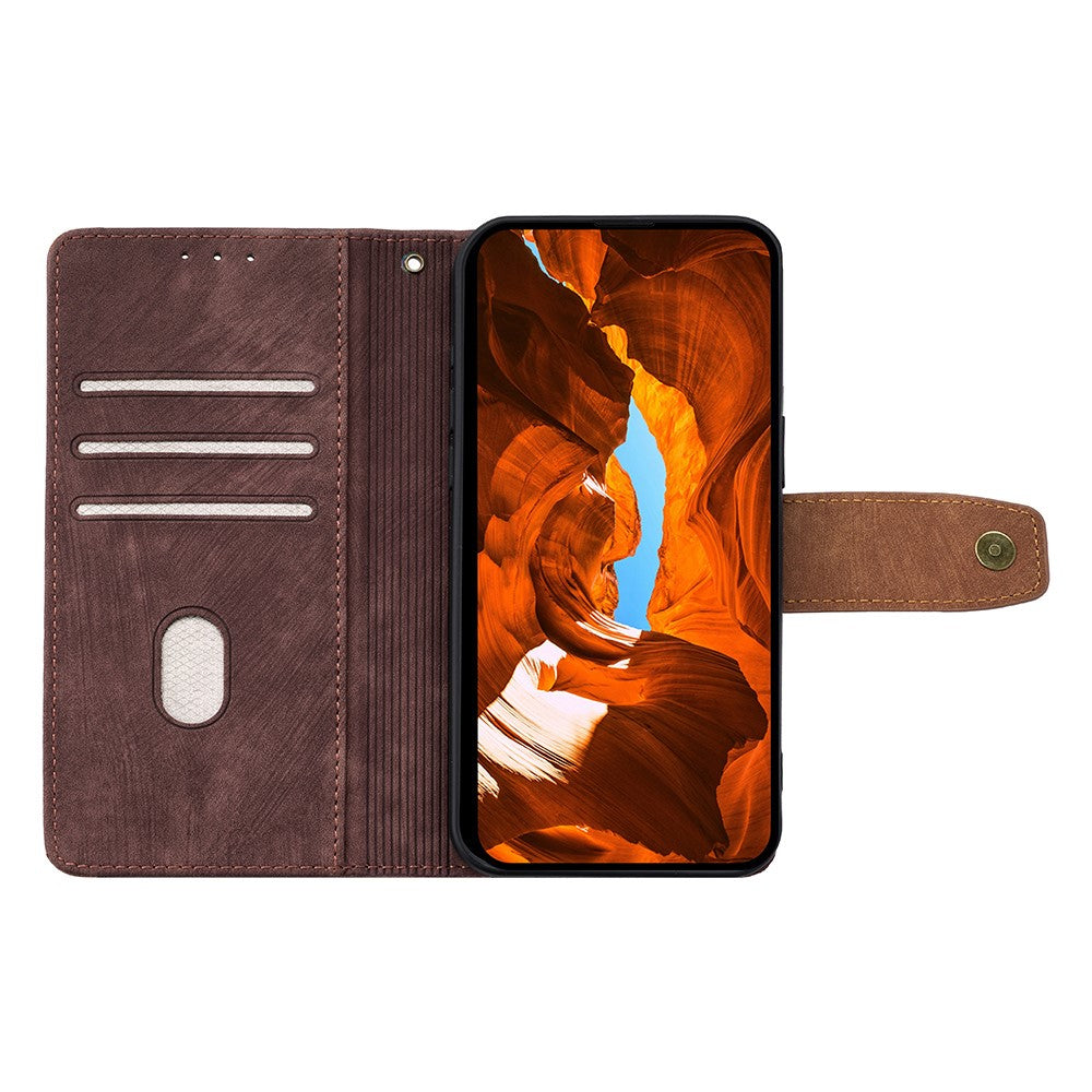 For Samsung Galaxy F06 5G Case RFID Blocking Color Splicing PU Leather Wallet Phone Cover - Brown