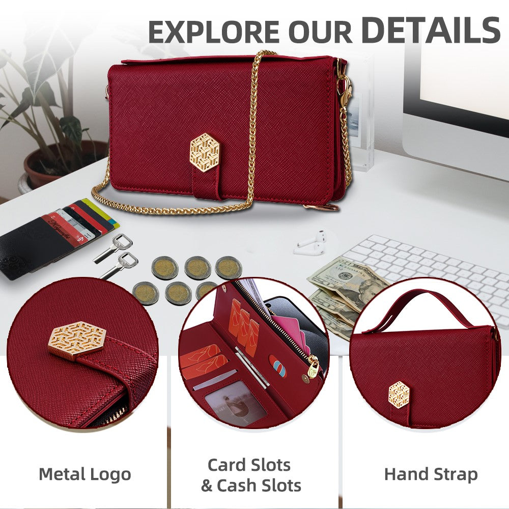 For Samsung Galaxy F06 5G Case Cross Texture PU Leather+TPU Wallet Phone Cover with Strap - Red
