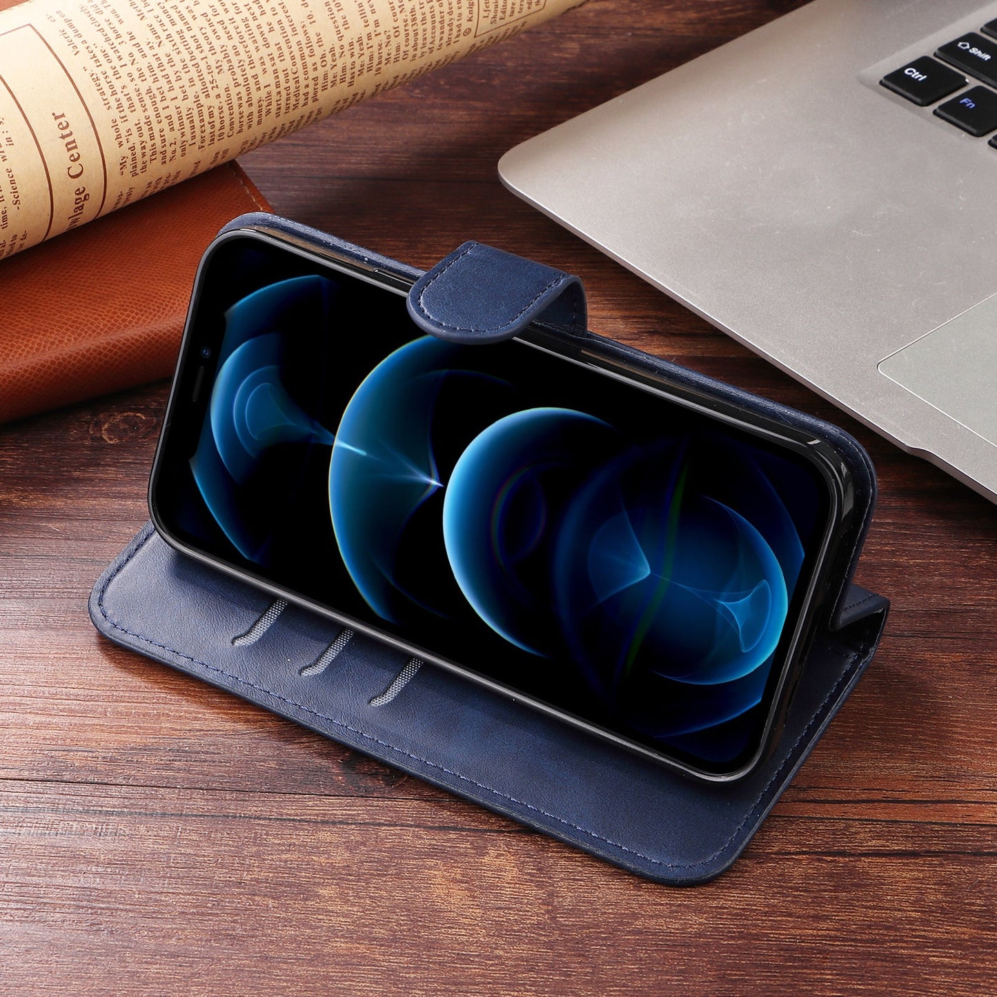 For Samsung Galaxy M56 5G PU Leather Cases with Zipper Pocket Wallet Phone Cover Stand - Blue