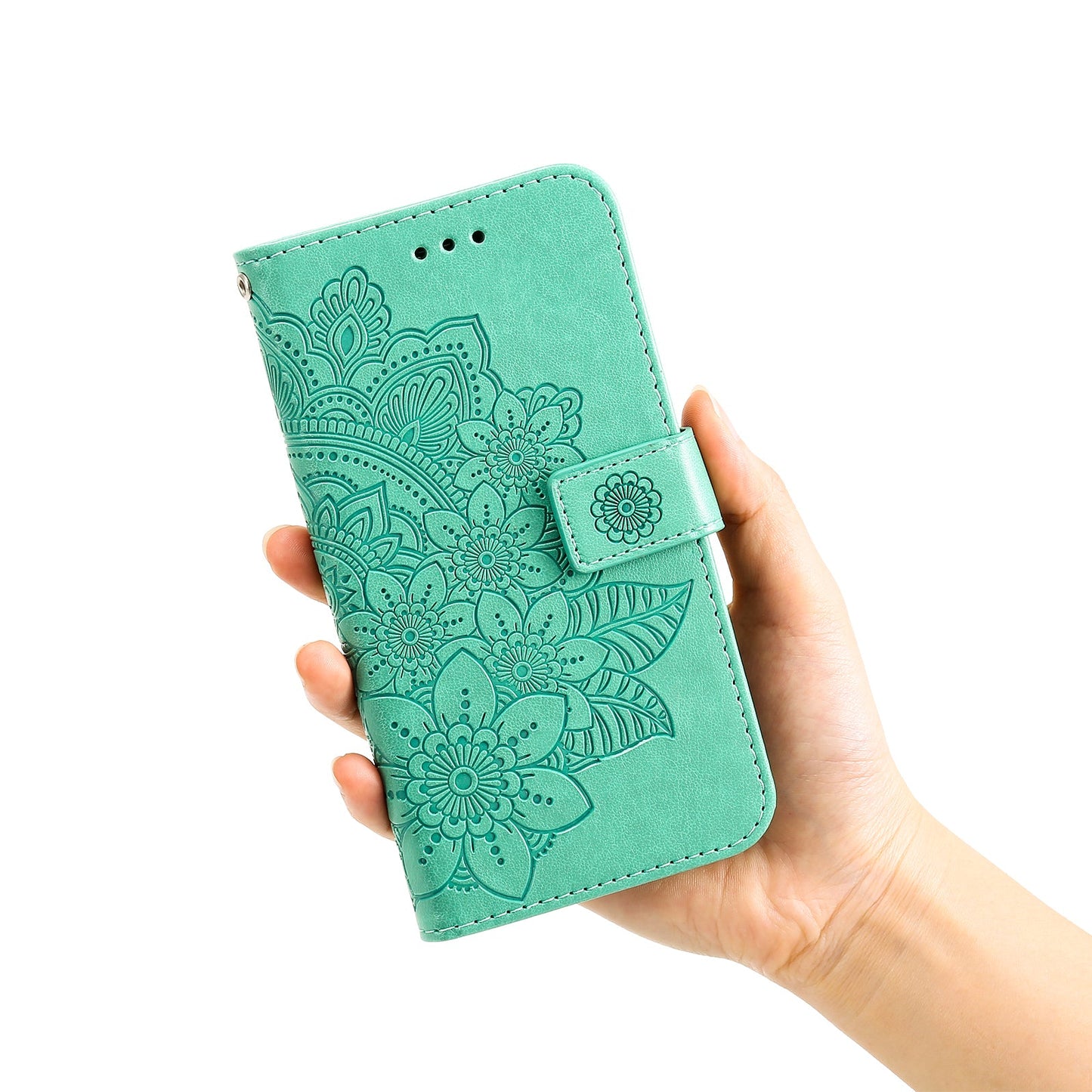 For Samsung Galaxy M56 5G Case Floral Pattern PU Leather Wallet Stand Phone Cover - Green