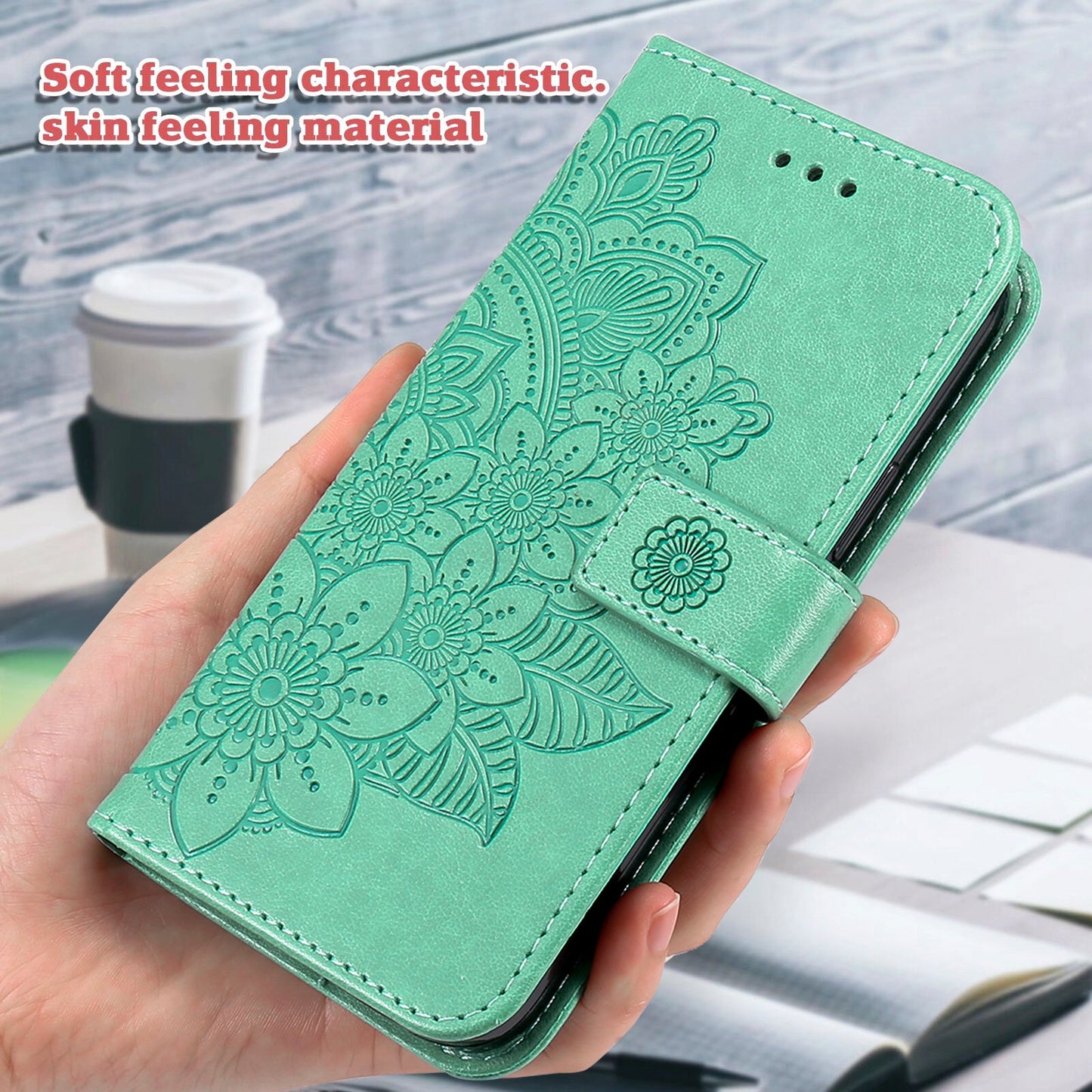 For Samsung Galaxy M56 5G Case Floral Pattern PU Leather Wallet Stand Phone Cover - Green