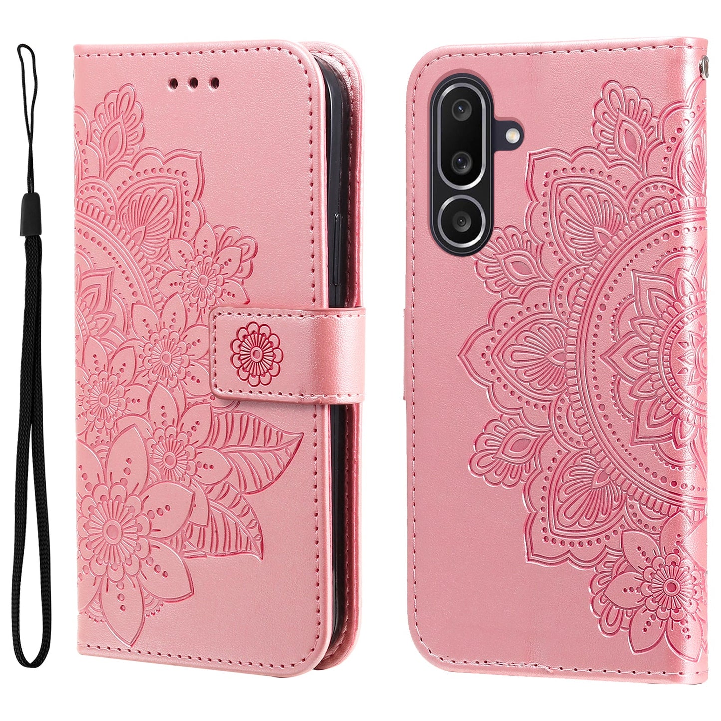 For Samsung Galaxy M56 5G Case Floral Pattern PU Leather Wallet Stand Phone Cover - Pink
