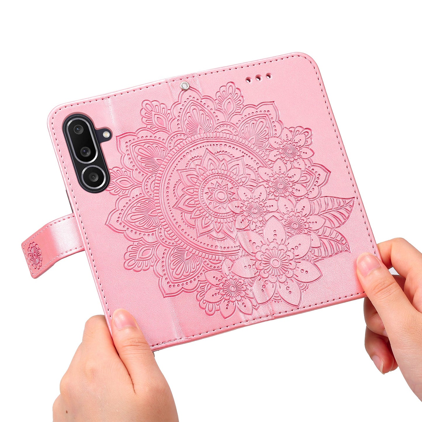 For Samsung Galaxy M56 5G Case Floral Pattern PU Leather Wallet Stand Phone Cover - Pink