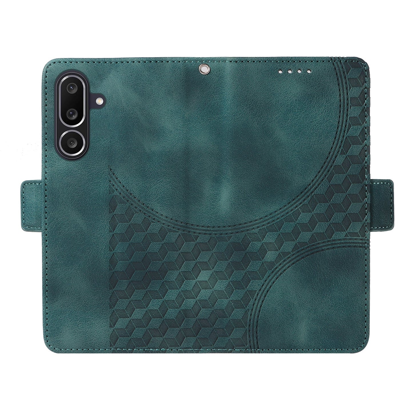For Samsung Galaxy M56 5G Leather Cases Wallet Rhombus Imprinted Phone Cover Stand with Strap - Green