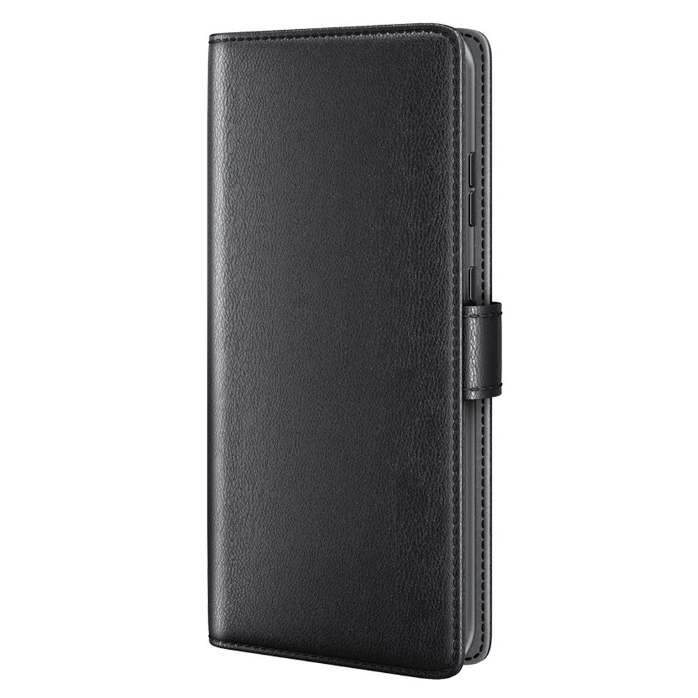 For iPhone 17 Pro Max Case Genuine Split Leather Wallet Stand Phone Cover - Black