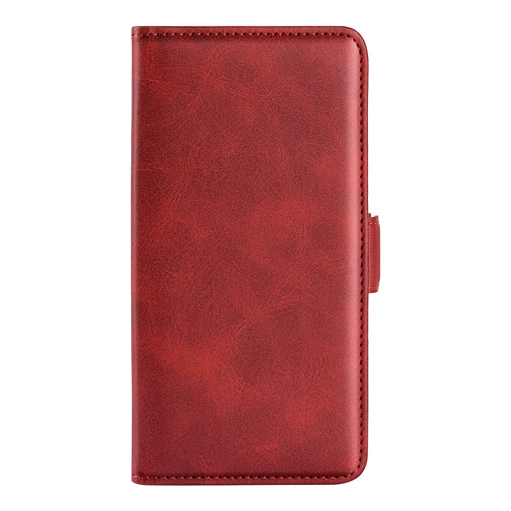 For iPhone 17 Pro Max Case Calf Texture Leather Wallet Phone Cover - Red