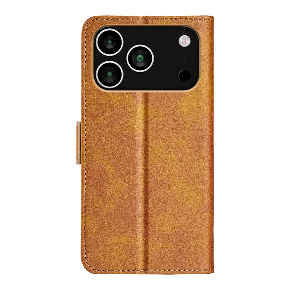 For iPhone 17 Pro Max Case Calf Texture Leather Wallet Phone Cover - Yellow