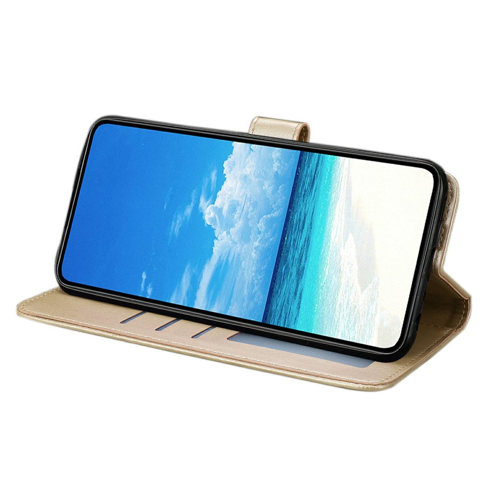 For iPhone 17 Pro Max Case Butterfly Imprinted Wallet Stand PU Leather Flip Phone Cover with Strap - Gold