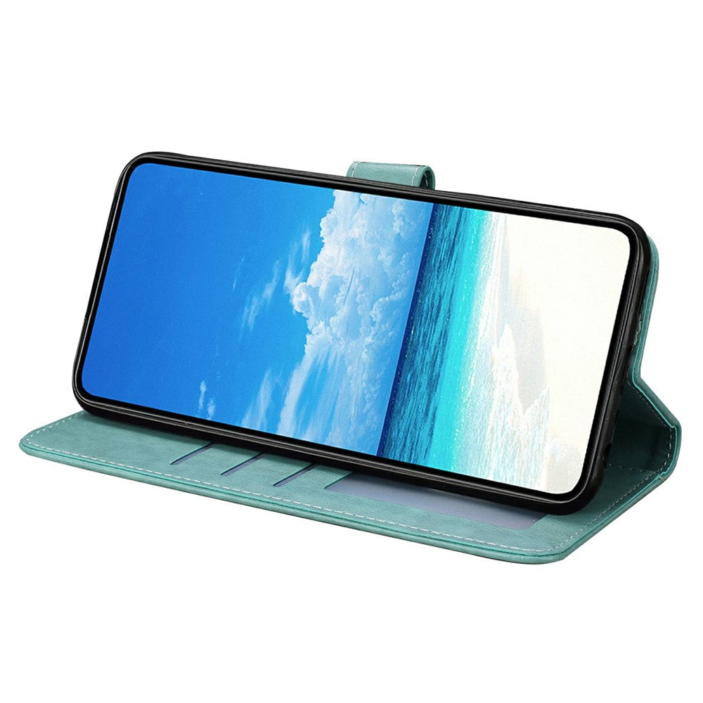 For iPhone 17 Pro Max Case Butterfly Imprinted Wallet Stand PU Leather Flip Phone Cover with Strap - Green