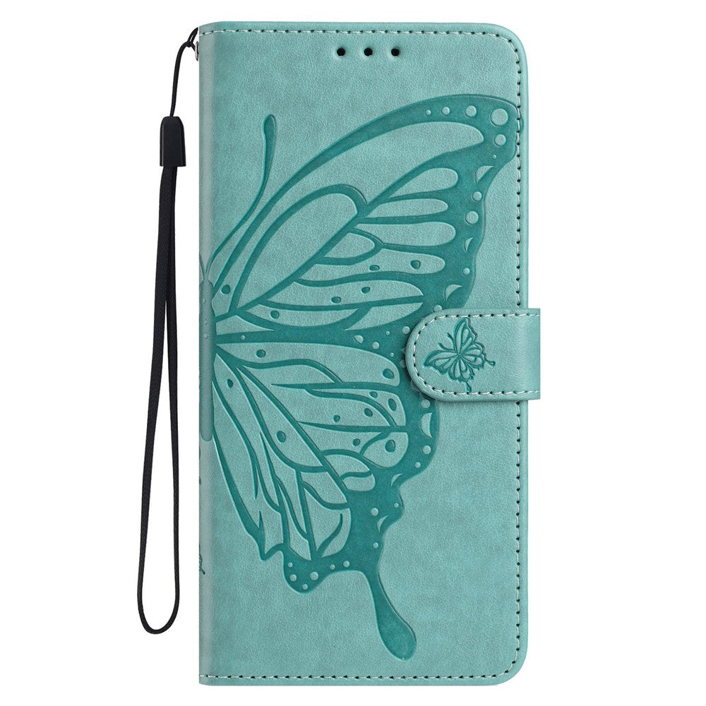 For Samsung Galaxy M56 5G Case Butterfly Imprinted Wallet Stand PU Leather Flip Phone Cover with Strap - Green