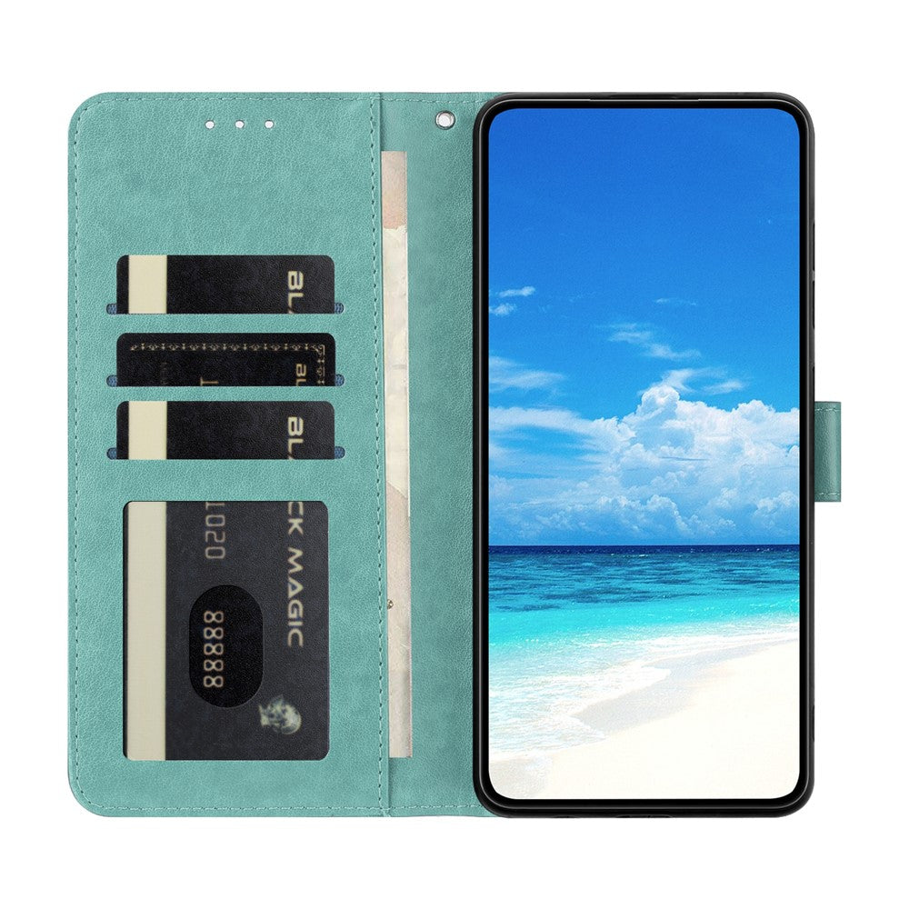 For Samsung Galaxy M16 5G / F16 5G Case Butterfly Imprinted Wallet Stand PU Leather Flip Phone Cover with Strap - Green