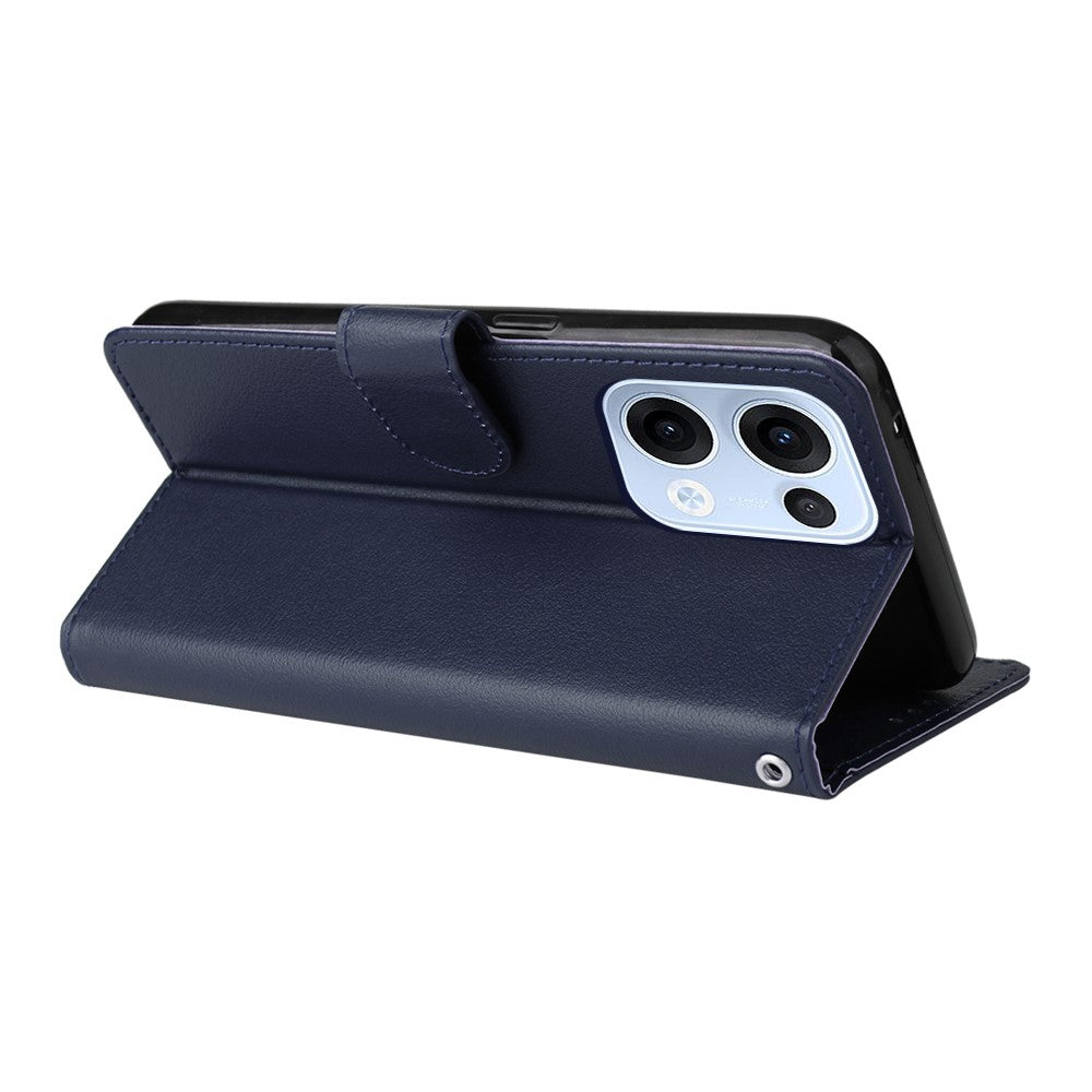 For Oppo Reno13 5G (Global) Case Wallet Stand View PU Leather Phone Cover with Wrist Strap - Blue