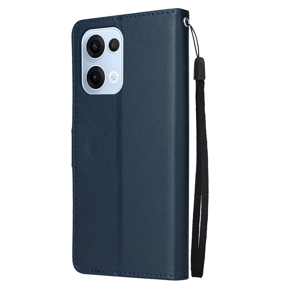 For Oppo Reno13 5G (Global) Case Wallet Stand View PU Leather Phone Cover with Wrist Strap - Blue