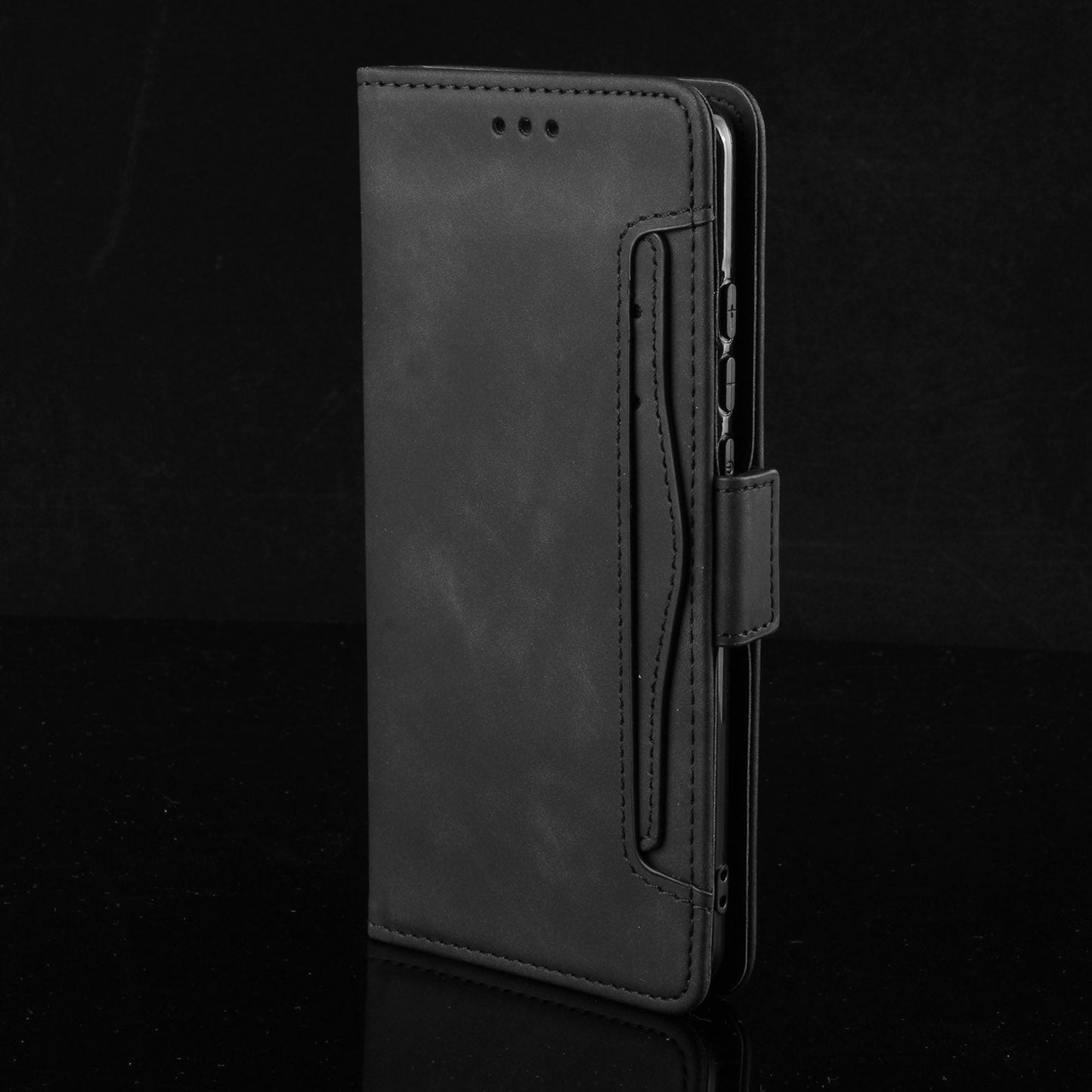 For Oppo Reno14 5G (Global) Leather Case Phone Wallet Cover with Multiple Card Slots - Black