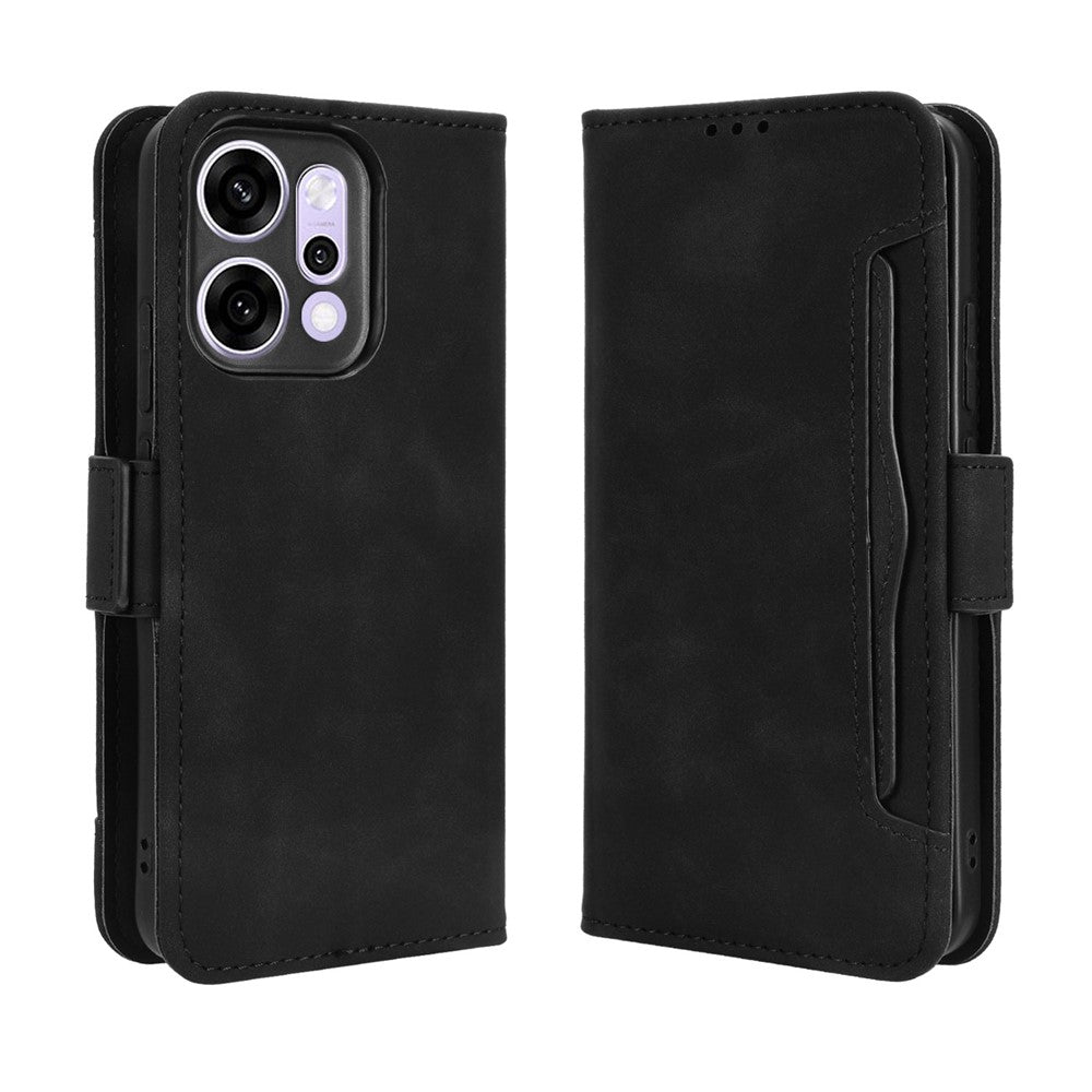 For Oppo Reno14 Pro 5G (Global) Leather Case Phone Wallet Cover with Multiple Card Slots - Black