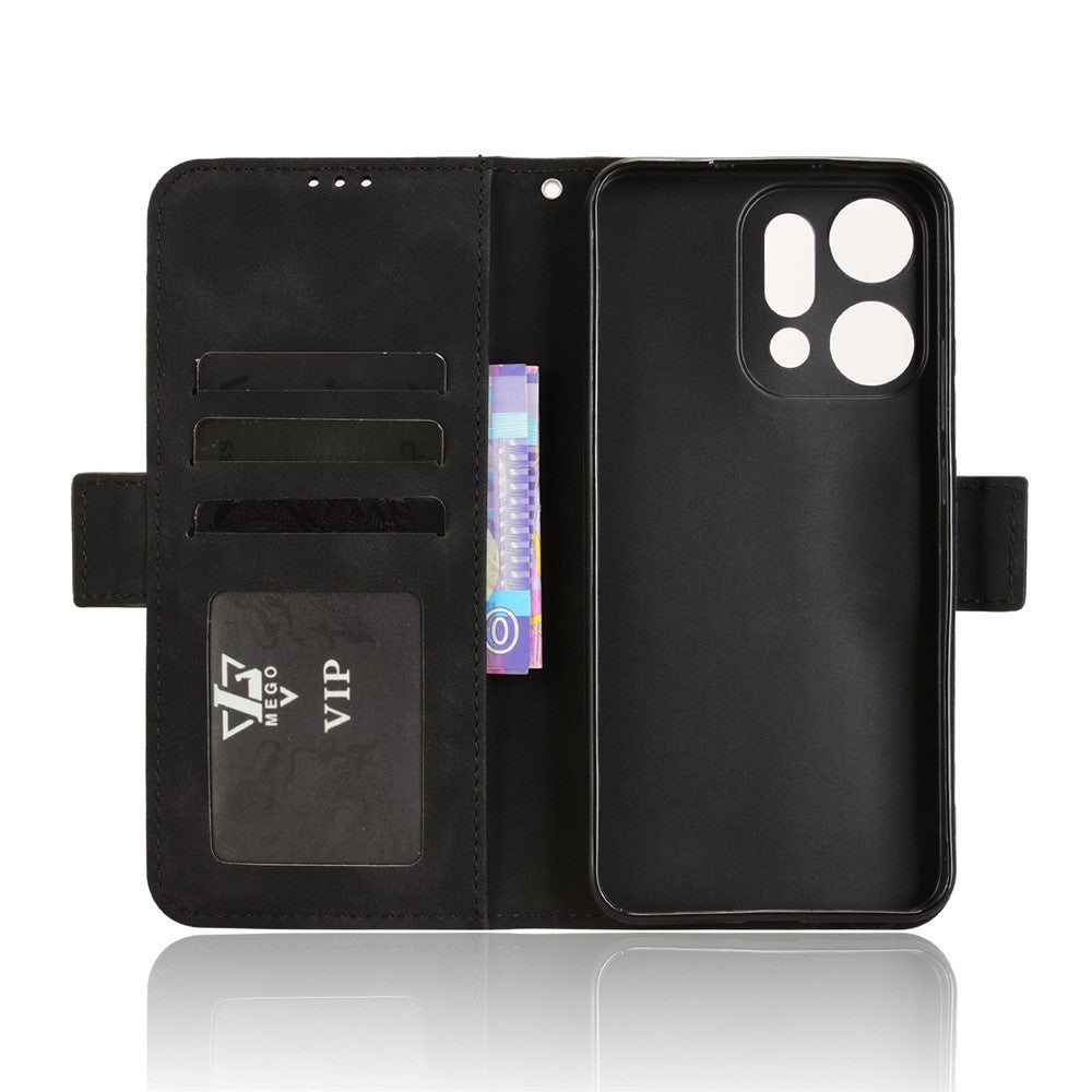 For Oppo Reno14 Pro 5G (Global) Leather Case Phone Wallet Cover with Multiple Card Slots - Black