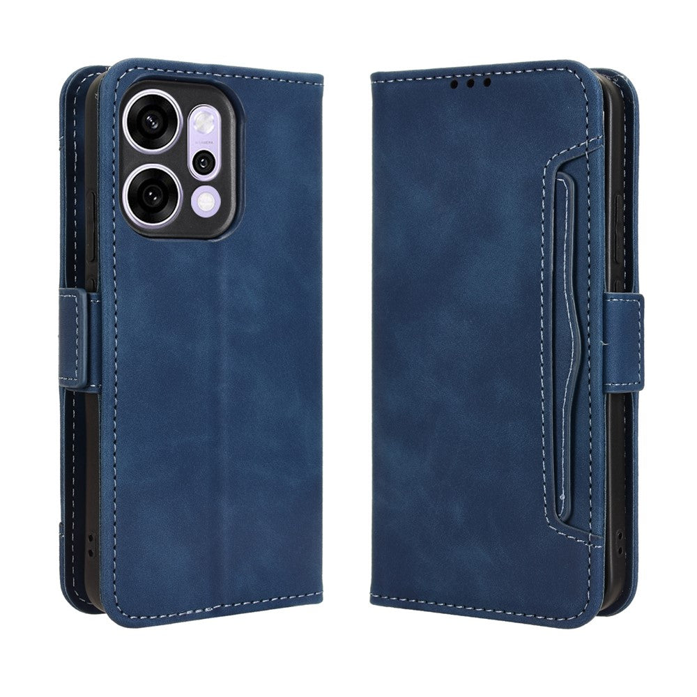 For Oppo Reno14 Pro 5G (Global) Leather Case Phone Wallet Cover with Multiple Card Slots - Blue