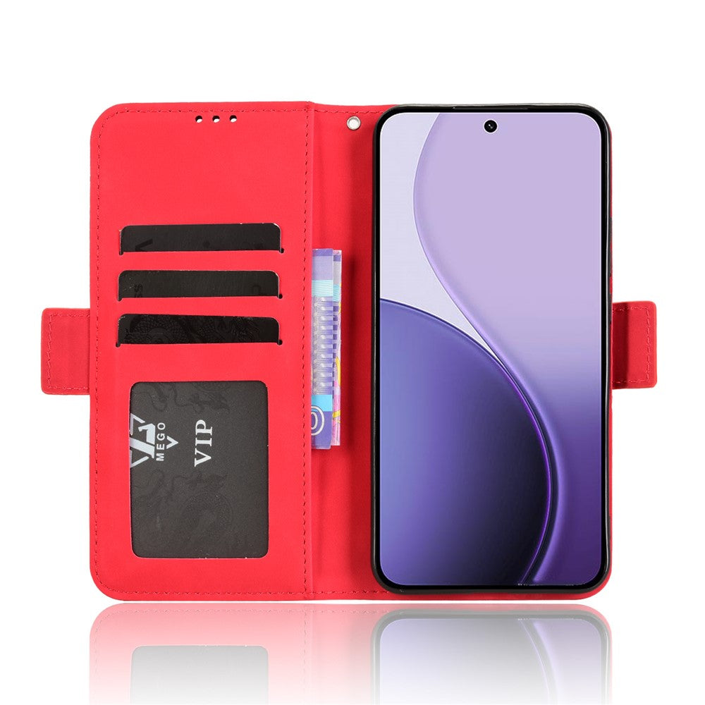 For Oppo Reno14 Pro 5G (Global) Leather Case Phone Wallet Cover with Multiple Card Slots - Red