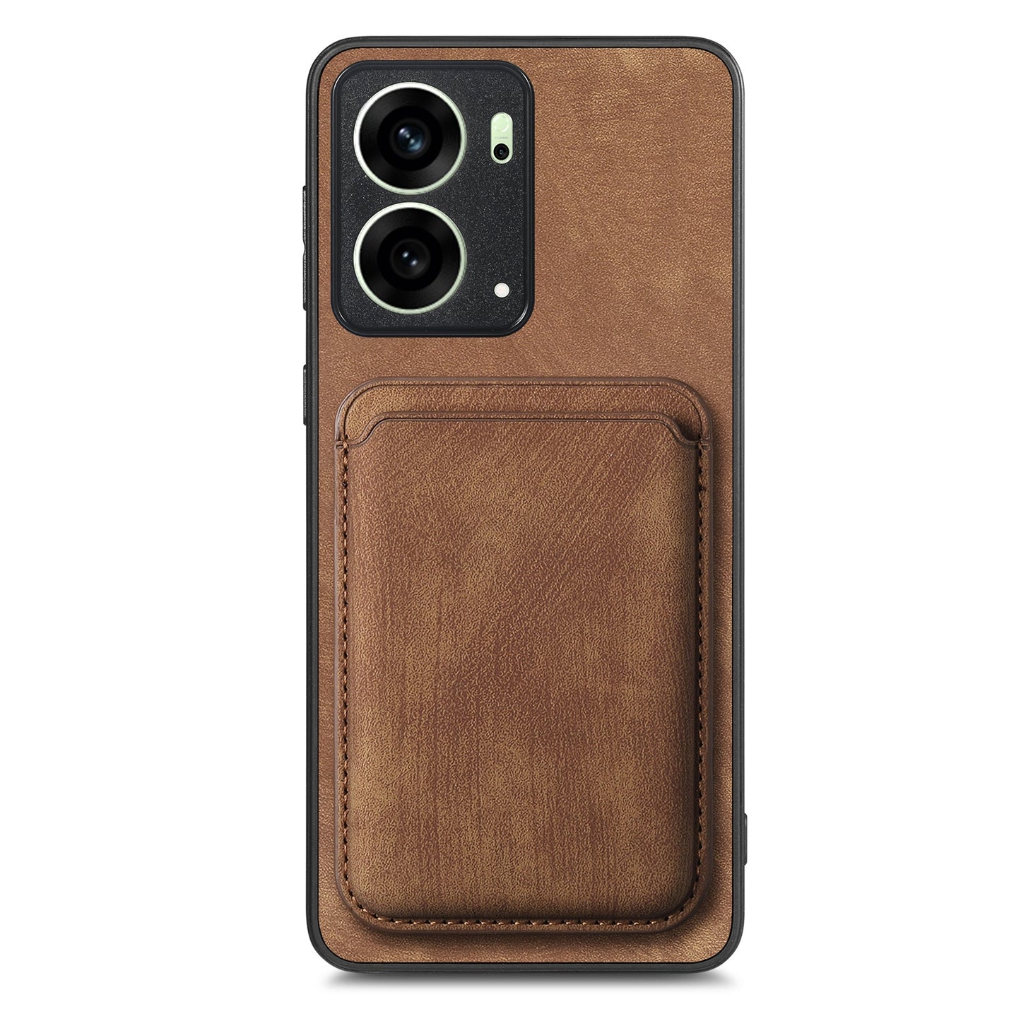 For Oppo Reno4 5G / Oppo Reno13 5G (Global) Case Compatible with MagSafe Leather Back Cover with Detachable Card Holder - Brown