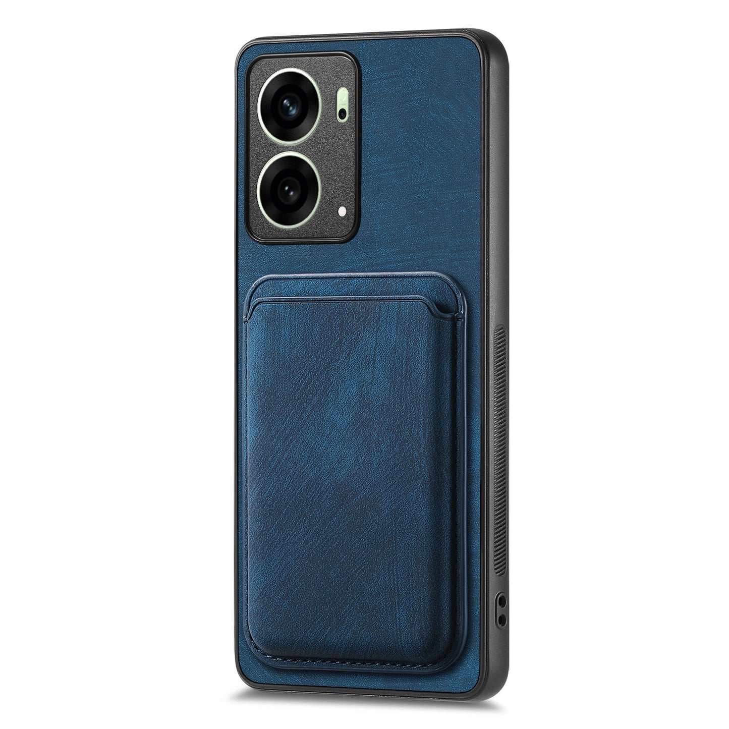 For Oppo Reno4 5G / Oppo Reno13 5G (Global) Case Compatible with MagSafe Leather Back Cover with Detachable Card Holder - Blue