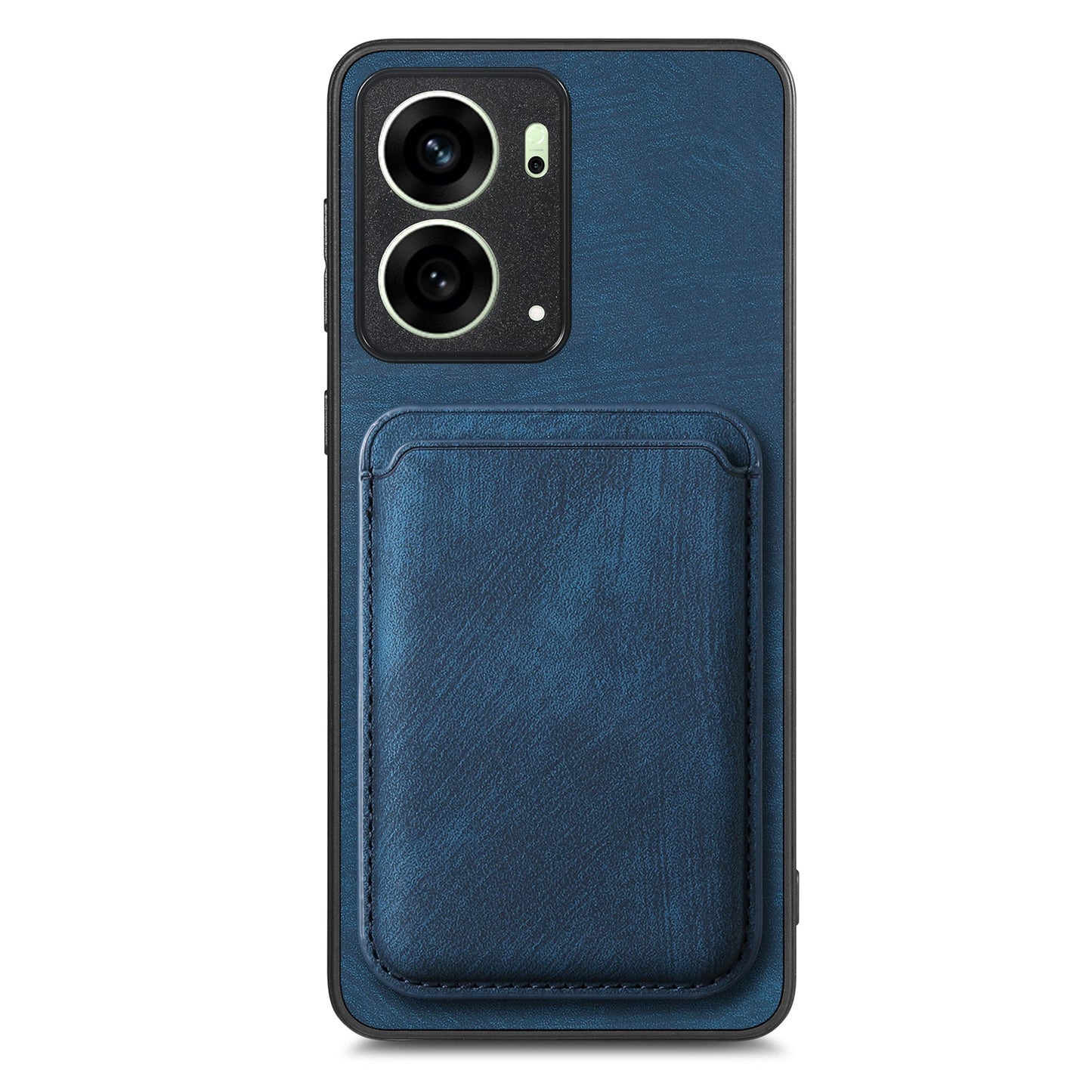 For Oppo Reno4 5G / Oppo Reno13 5G (Global) Case Compatible with MagSafe Leather Back Cover with Detachable Card Holder - Blue