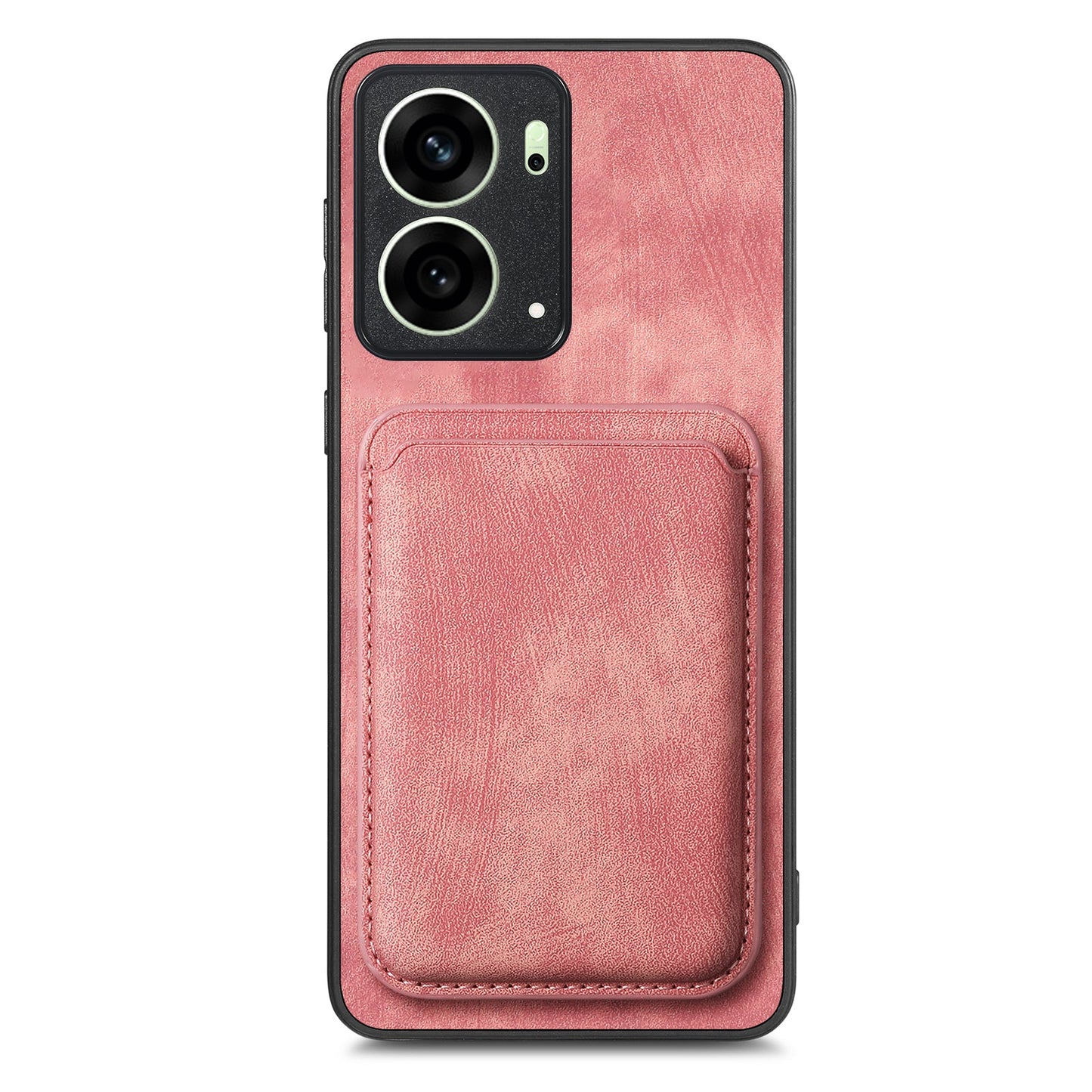 For Oppo Reno4 5G / Oppo Reno13 5G (Global) Case Compatible with MagSafe Leather Back Cover with Detachable Card Holder - Pink