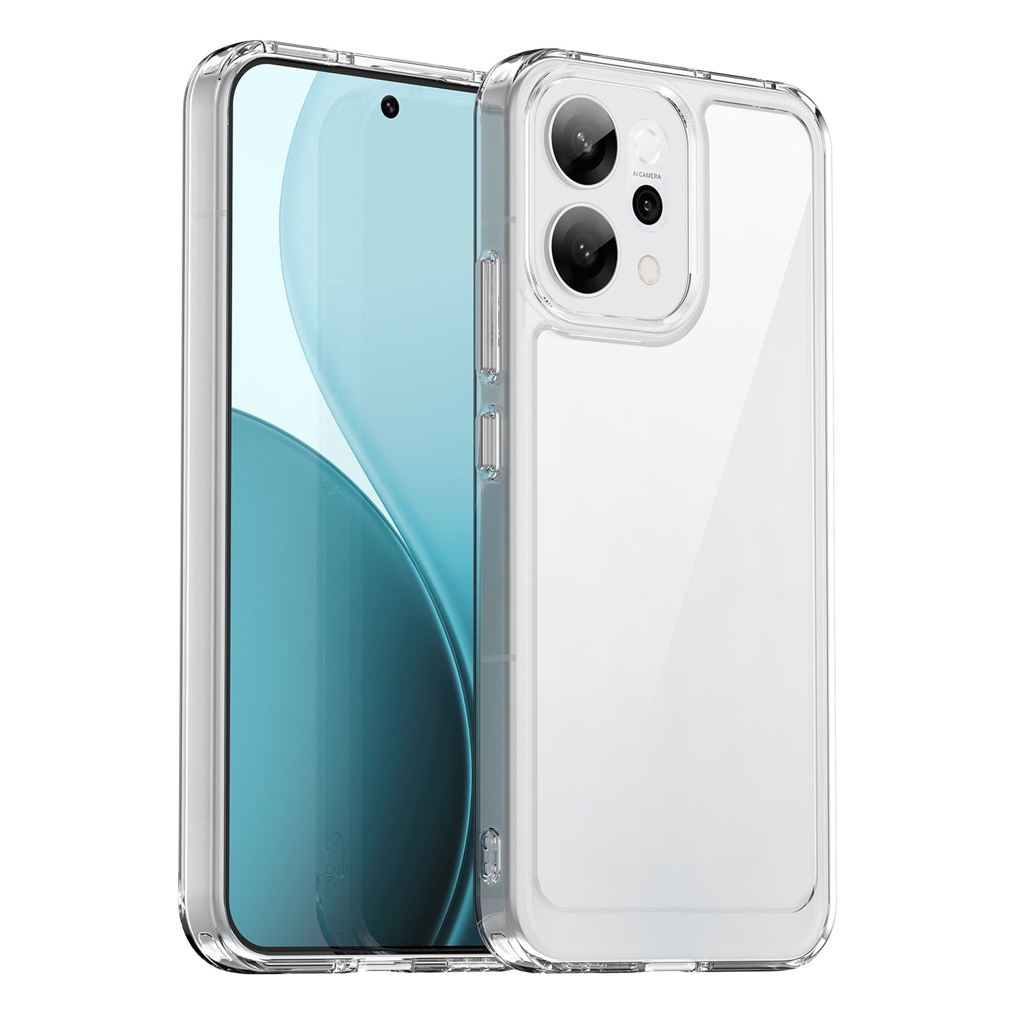For Oppo Reno14 5G (Global) Case WANLONFENG MF Series TPU Acrylic Clear Phone Cover with Tempered Glass Film - Transparent