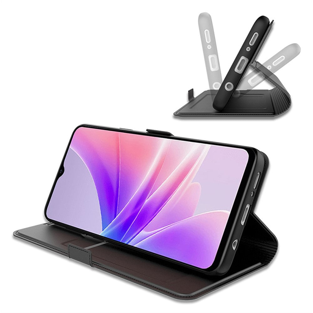 For Oppo Reno14 5G (Global) Case Shockproof TPU Inner Shell Leather Phone Cover Card Slot - Black