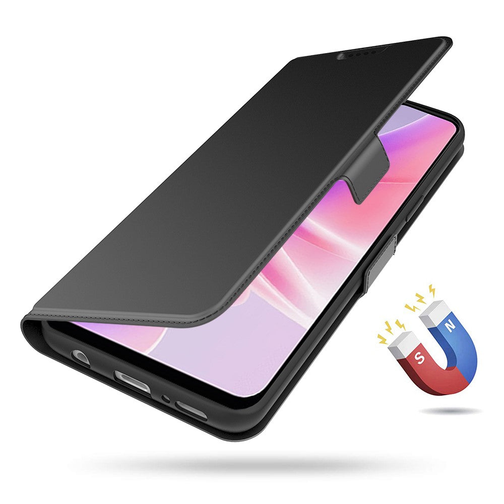 For Oppo Reno14 5G (Global) Case Shockproof TPU Inner Shell Leather Phone Cover Card Slot - Black