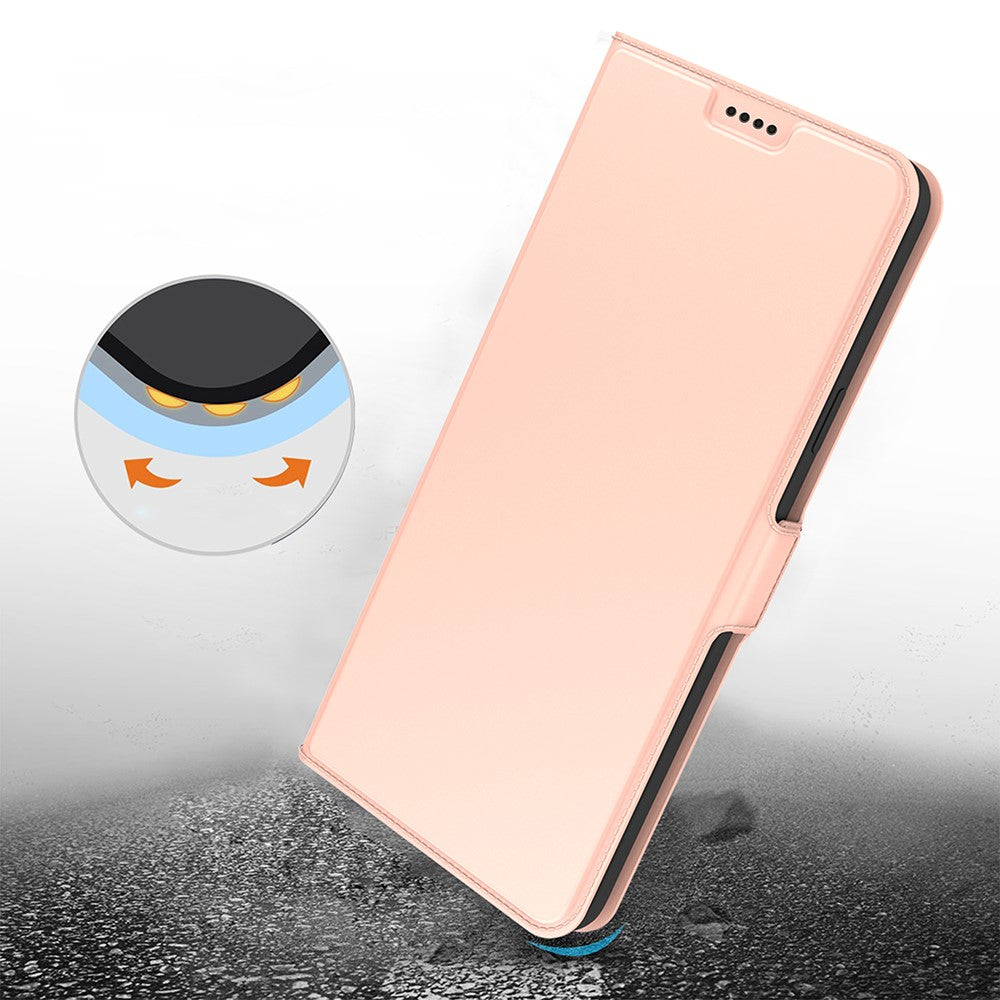 For Oppo Reno14 5G (Global) Case Shockproof TPU Inner Shell Leather Phone Cover Card Slot - Rose Gold
