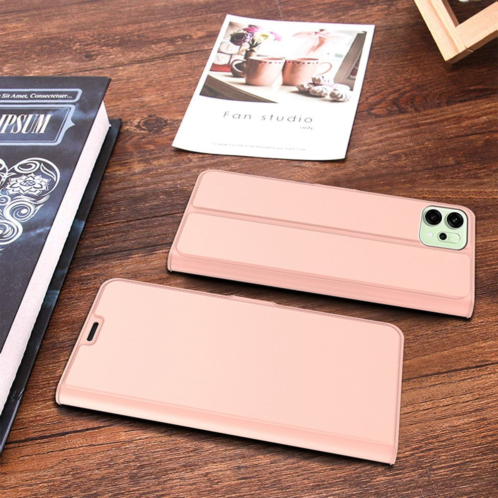 For Oppo Reno14 5G (Global) Case Shockproof TPU Inner Shell Leather Phone Cover Card Slot - Rose Gold