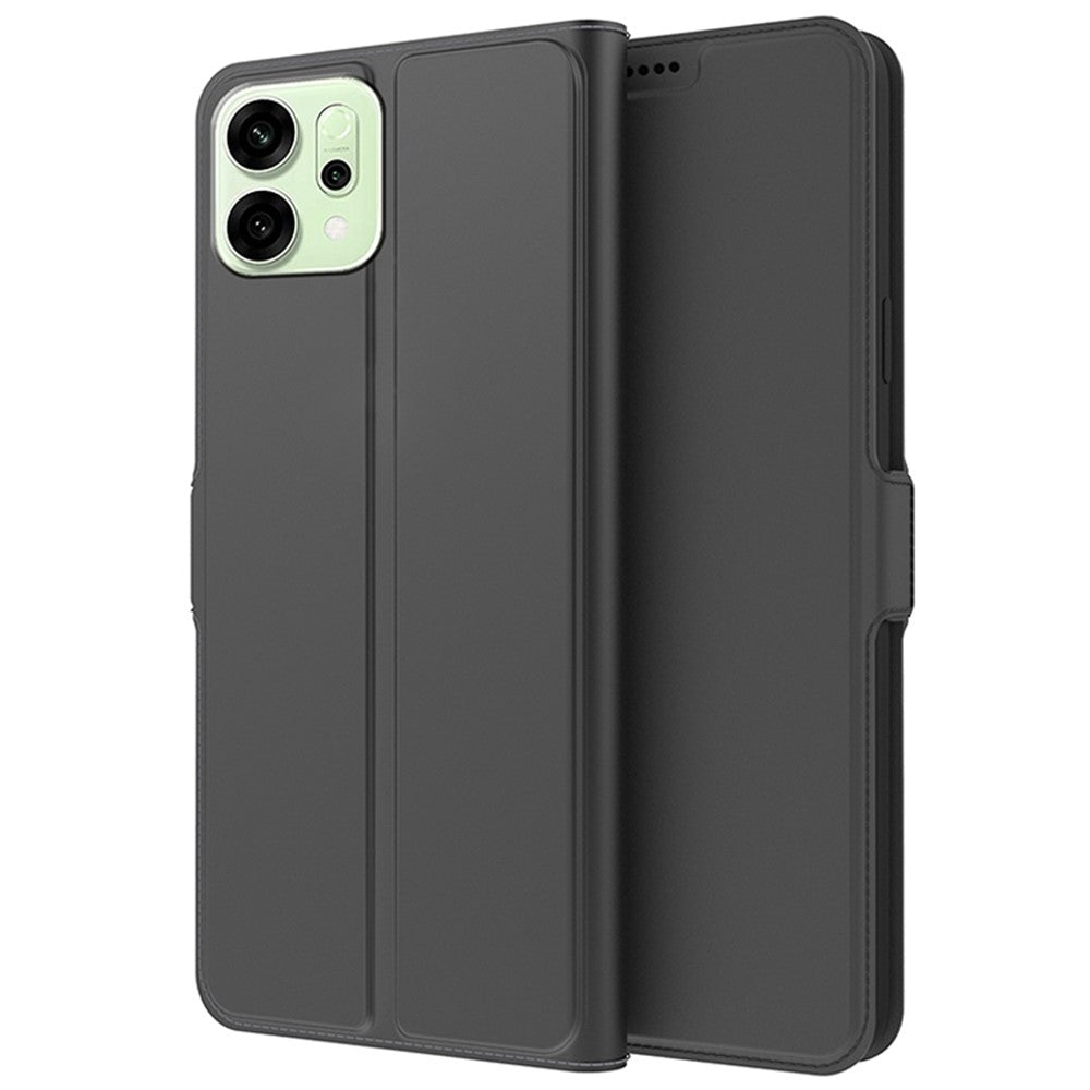 For Oppo Reno14 Pro 5G (Global) Case Shockproof TPU Inner Shell Leather Phone Cover Card Slot - Black