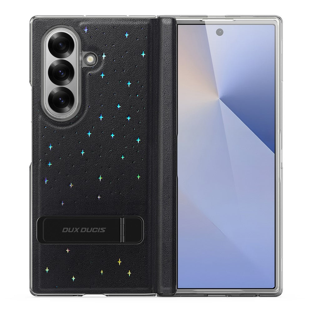 DUX DUCIS STEX Series For Samsung Galaxy Z Fold7 5G Case Kickstand Star Pattern PU Leather Back Cover with Tempered Glass Film