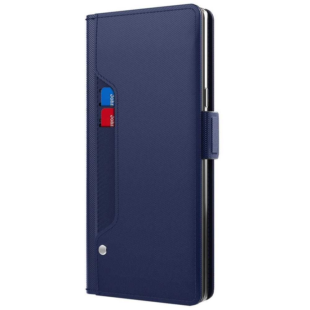 For GOppo Reno14 5G (Global) Case Stand PU Leather Phone Cover Card Holder Mirror - Blue