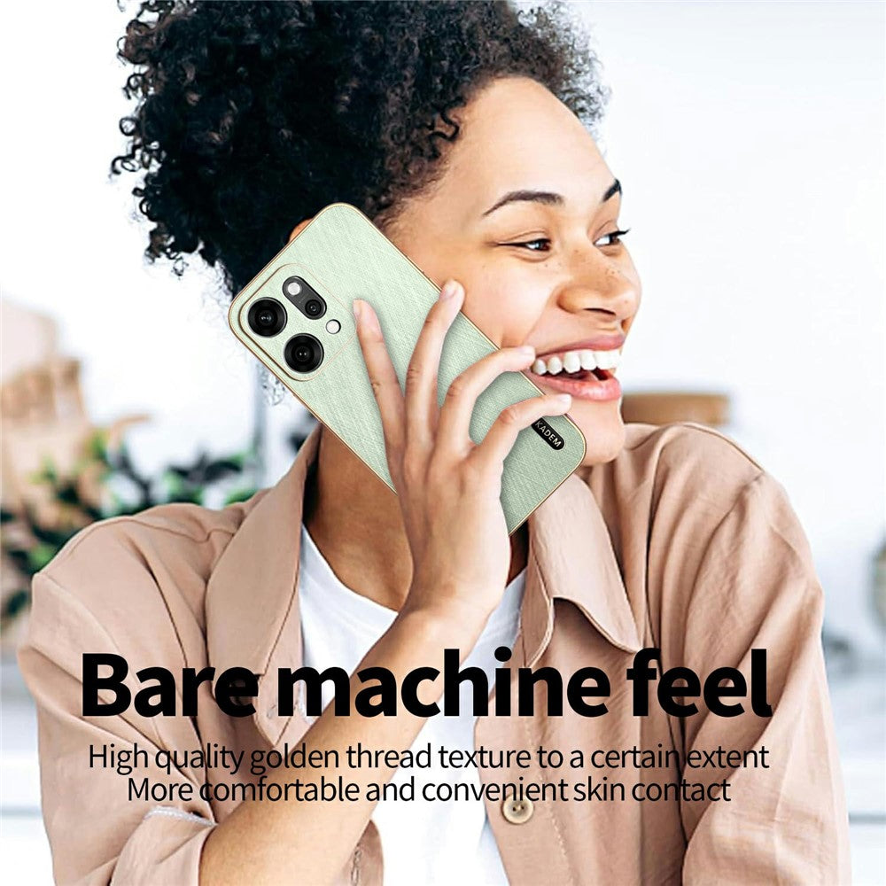 KADEM For Oppo Reno14 Pro 5G (Global) Case Electroplating Silk Texture PU + TPU Phone Back Cover - Green
