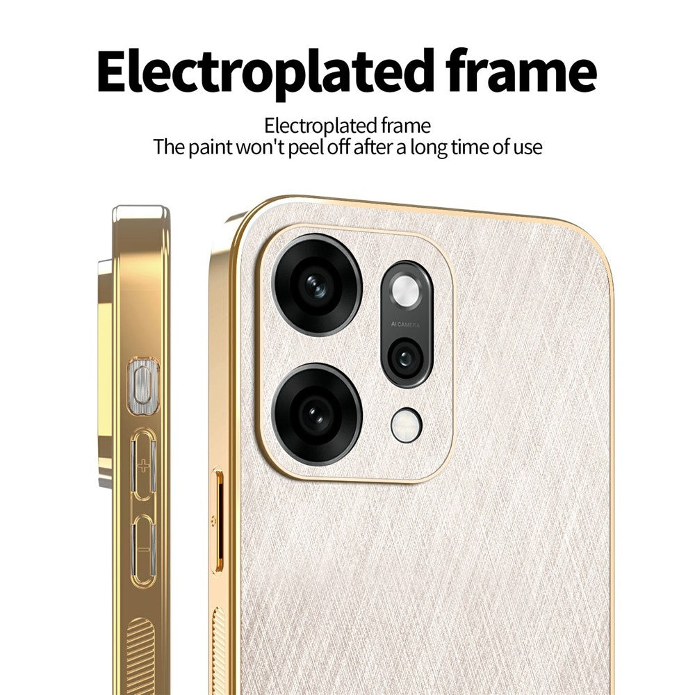 KADEM For Oppo Reno14 5G (Global) Case Electroplating Silk Texture PU + TPU Phone Back Cover - Gold